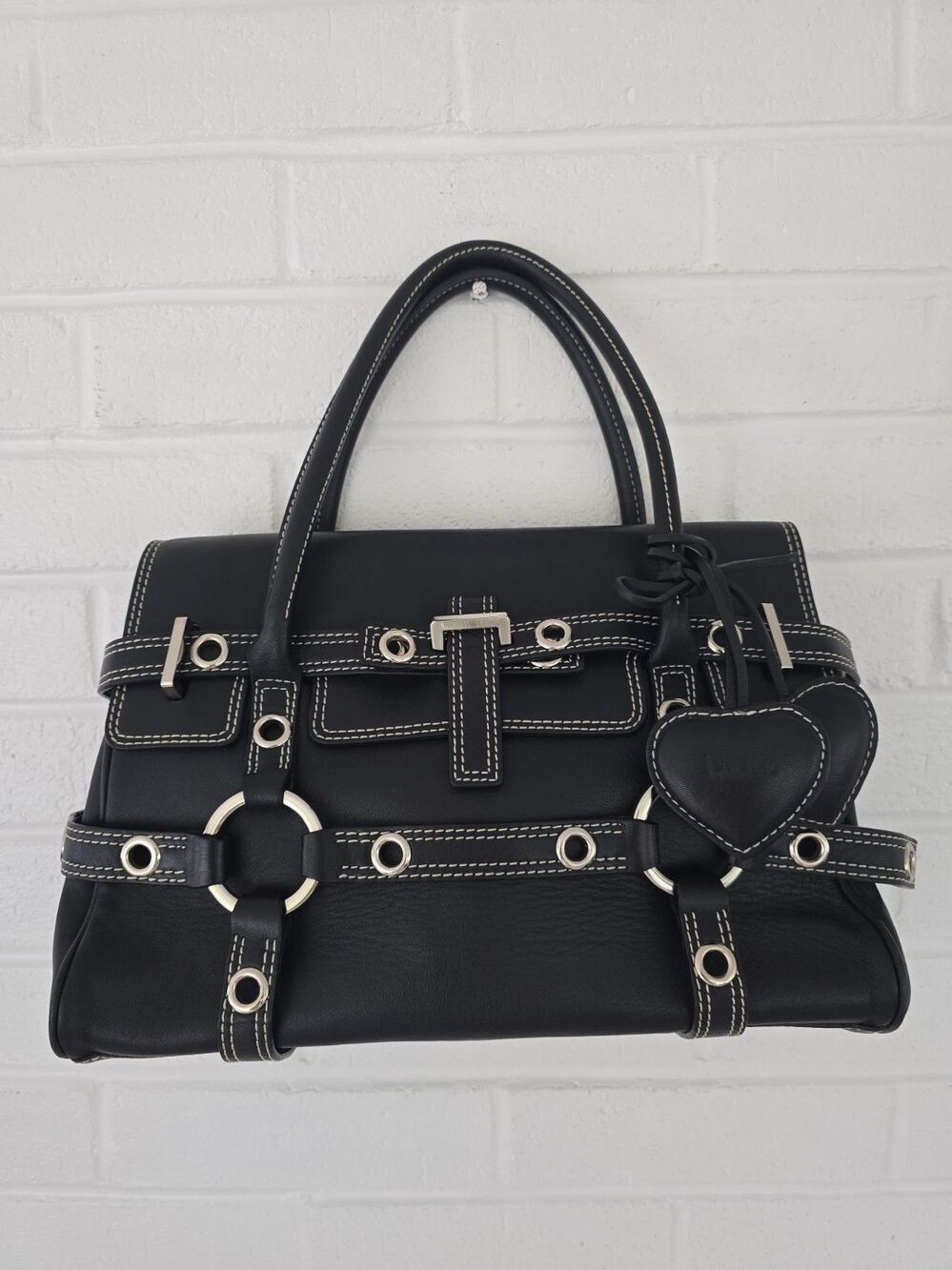 Vintage Y2K Luella Gisele Handbag Purse Black Leather Handbag